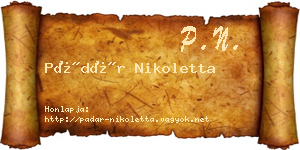 Pádár Nikoletta névjegykártya